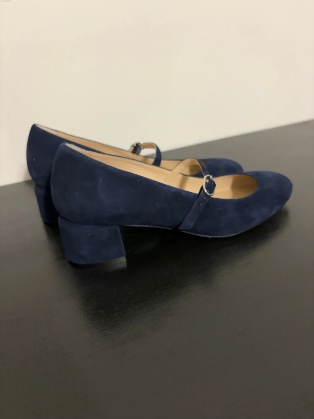 Stuart Weitzman Gabby 45 Mary Jane Pumps Navy Blue Suede Women’s 8.5
